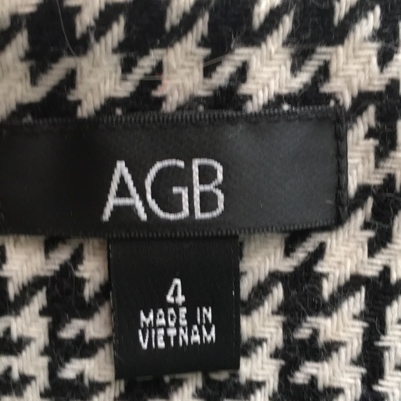 AGB belted houndstooth pea coat with yellow accent - Picture 9 of 12